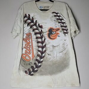 Liquid Blue Baltimore Orioles Shirt Mens XL Beige Tie Dye MLB Baseball AOP